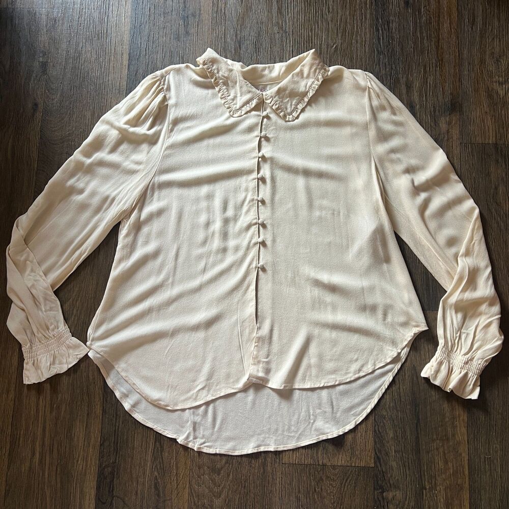 Romantic goth ren faire coquette western cream ruffle collar M/L